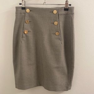 H&M Mini Small Houndstooth Skirt With Gold Buttons